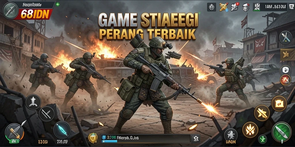 Tangkapan layar gameplay 68IDN menampilkan aksi pertempuran strategis.