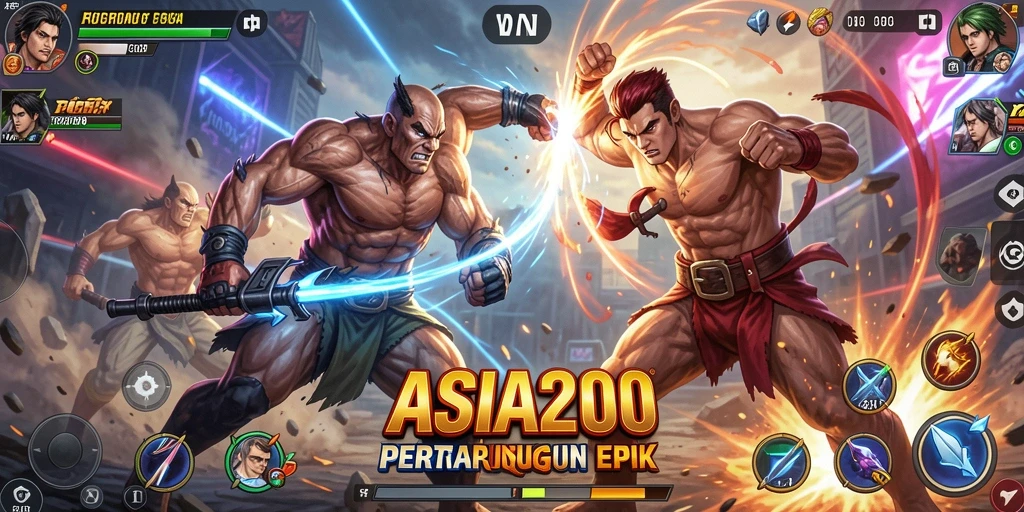 Tampilan menarik dari gameplay dalam ASIA200 saat pertarungan berlangsung.