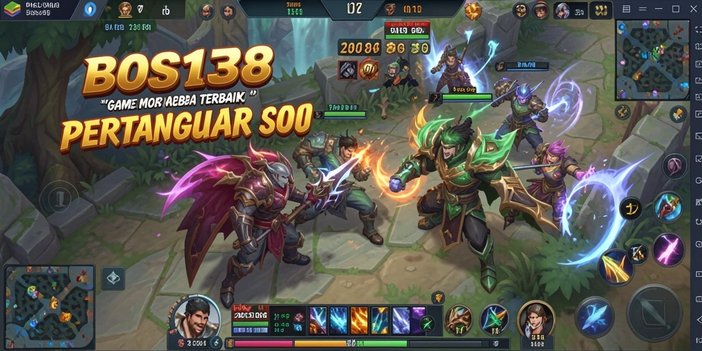 Tampilan karakter dan arena pertarungan dalam gameplay BOS138.