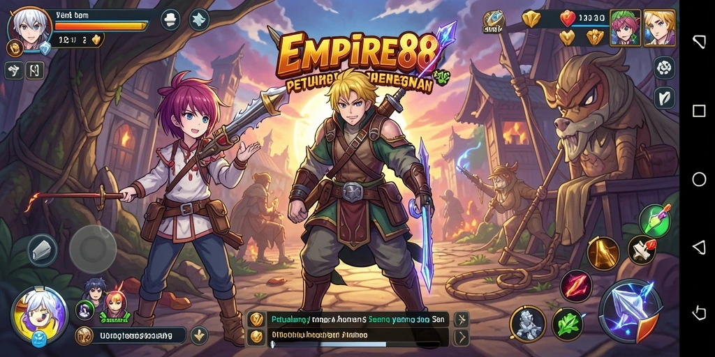 Tangkapan layar gameplay EMPIRE88 menampilkan aksi pertarungan para karakter Anime.