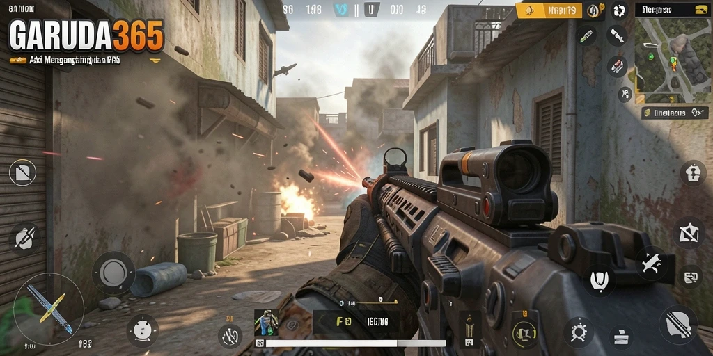 Tampilan menarik dari gameplay intens dalam GARUDA365.