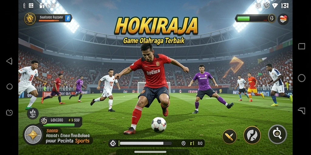 Tampilan gameplay seru di HOKIRAJA saat bertanding di lapangan.
