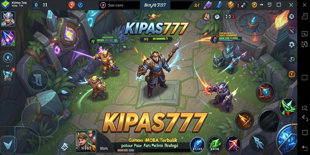 Screenshot KIPAS777 menunjukkan aksi pertempuran dinamis dalam game MOBA.