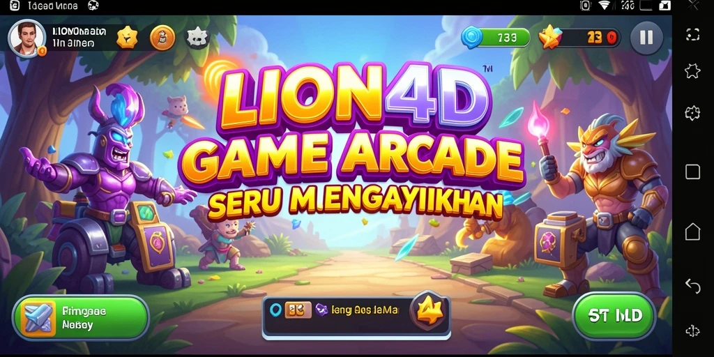Tampilan gameplay LION4D yang penuh warna dan menantang.