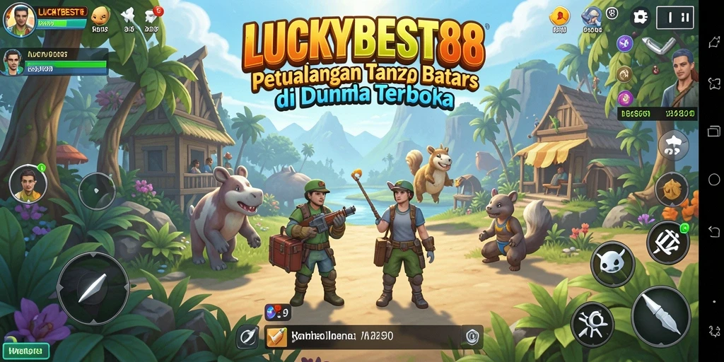Tangkapan layar gameplay LUCKYBEST88 menampilkan eksplorasi dunia terbuka yang kaya dan dinamis.
