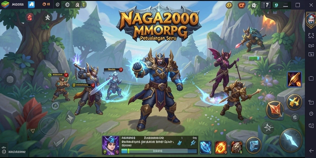 Tangkapan layar gameplay NAGA2000 yang menggambarkan aksi seru di dunia MMORPG.