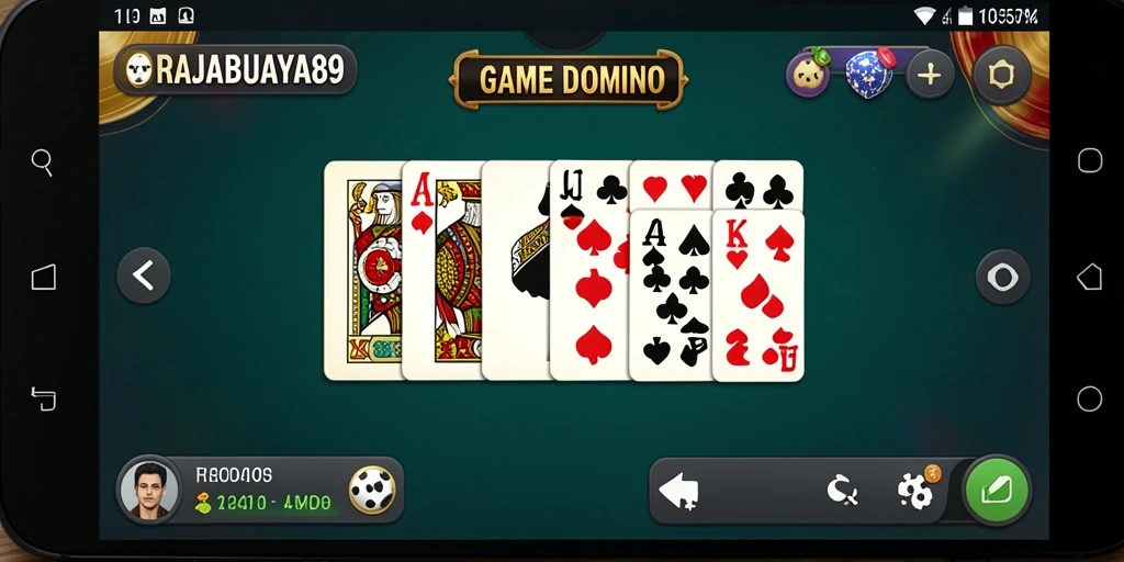 Screenshot gameplay RAJABUAYA89 dengan tampilan domino yang menarik.