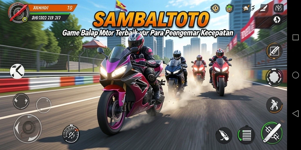 Tampilan seru dari gameplay balap motor di SAMBALTOTO.
