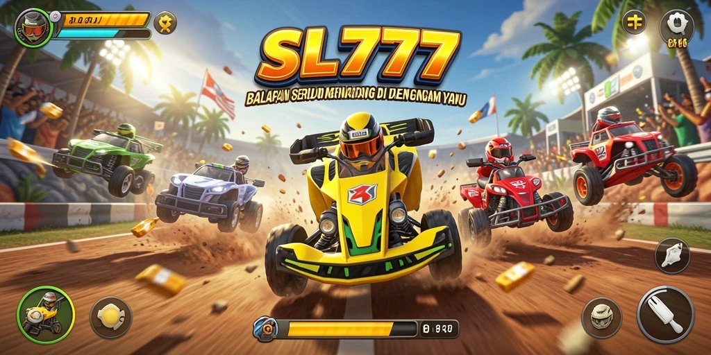 Screenshot menunjukkan aksi balapan menegangkan di SL777.