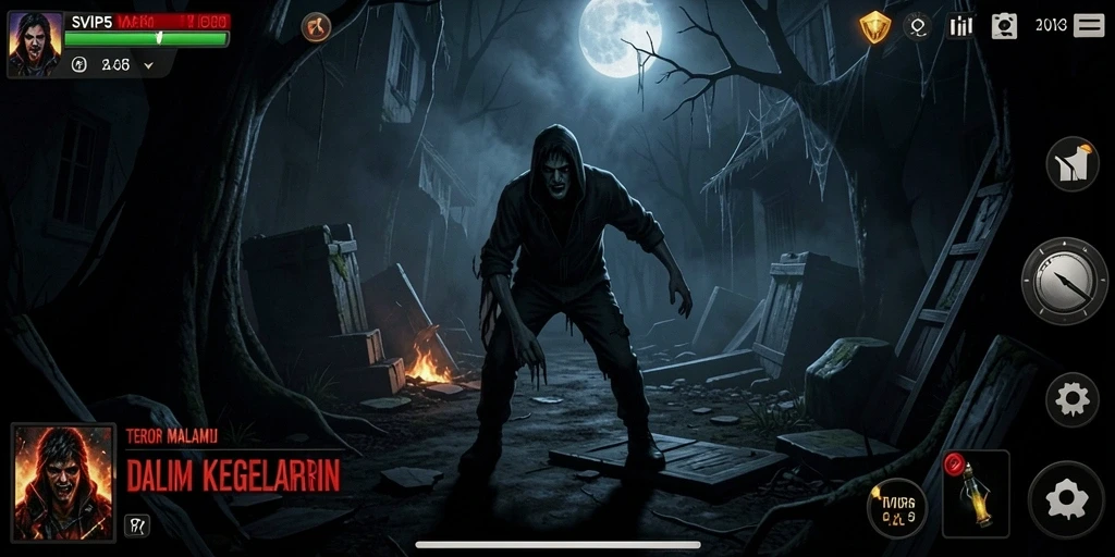 Screenshot gameplay menampilkan suasana mencekam dalam SVIP5.