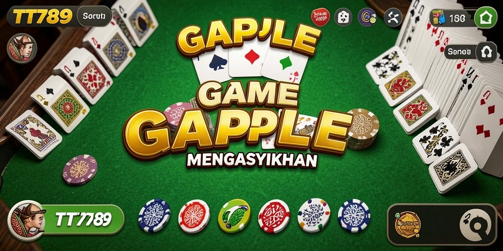 Tangkapan layar utama TT789 menunjukkan gameplay Gaple yang seru dan interaktif.